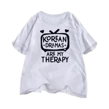 Imagem de Camiseta Feminina De Drama Coreano, Manga Curta, Casual, Estilo K-Dram