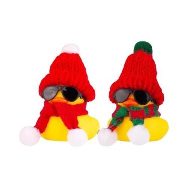Imagem de Enfeite De Carro De Pato De Borracha De Inverno Com Mini Chapéu E Cach
