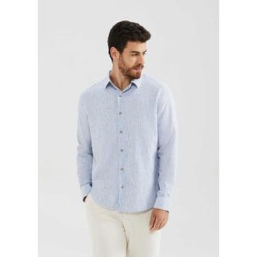 Imagem de Camisa Masculina Manga Longa Listrada Em Linho - Preto XXG-Masculino