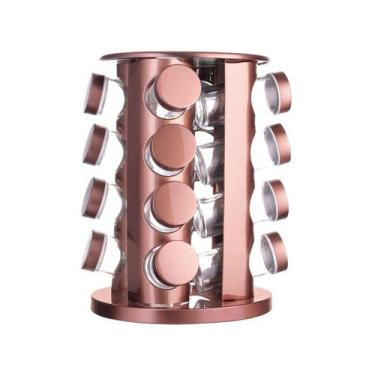 Imagem de Porta-Condimentos Inox 16 Peças com Suporte - Hauskraft Vertical, Rose