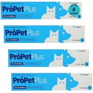 Imagem de Própet plus 14g pré e probiótico para cães e gatos ucbvet kit com 4