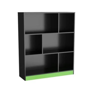 Imagem de Estante Gamer com 6 Nichos B25 - Preto/Verde - Emovell, Preto e verde