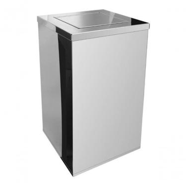 Imagem de Lixeira Quadrada em Aço Inox com Tampa Vai-vem 50L Abertura Basculante para Resíduos Secos Inox