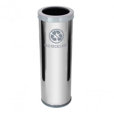 Imagem de Lixeira Tampa Meia Esfera 30L Aço Inox Abertura Basculante com Balde Interno Inox Higipack