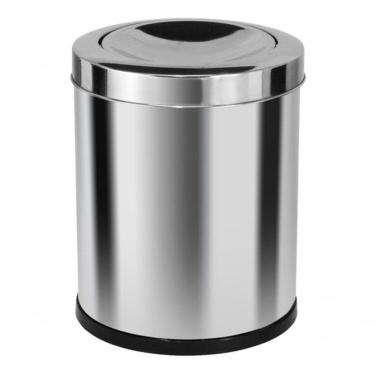 Imagem de Lixeira em Aço Inox Tampa Meia Esfera 13 Litros com Abertura Basculante para Cozinha Inox