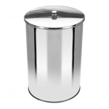 Imagem de Lixeira Office Redonda 10L em Aço Inox com Tampa para Escritório com Design Moderno Inox