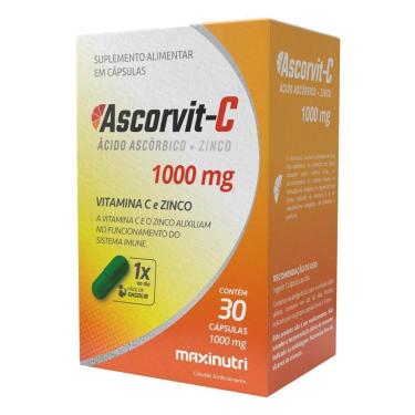 Imagem de AscorVit C 1000mg Vitamina C e Zinco 30 Cápsulas Maxinutri-Unissex