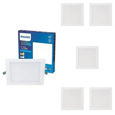 Imagem de 6 Luminária Plafon Led 12w Philips 6500k Bivolt 900lm Quad.