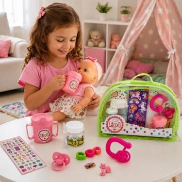 Imagem de Kit passeio Acessórios Boneca reborn pequena Copo suco magico Fralda c