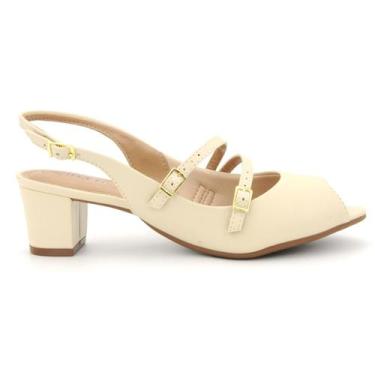 Imagem de Sapato Beira Rio 4777.497 Scarpin Salto Grosso Feminino, 35, Creme