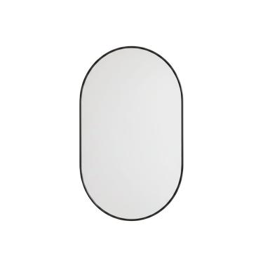 Imagem de Espelho Decorativo Lili Oval 50cm Moldura Corino para Banheiro Preto Reflex