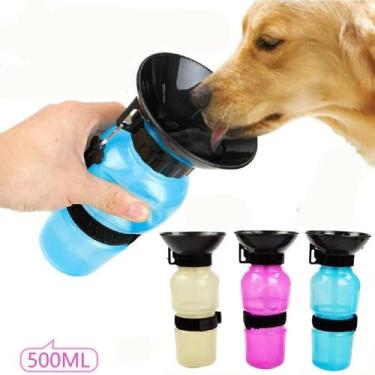 Imagem de Garrafa Bebedouro Água Portátil Viagem Pet Cão Gato Cachorro AZUL - Am
