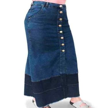 Imagem de Saia jeans evase longa dyork, Azul escuro, 46