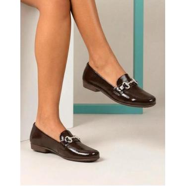 Imagem de Mocassim Casual Verniz Piccadilly Feminino 250275, Madeira, 37