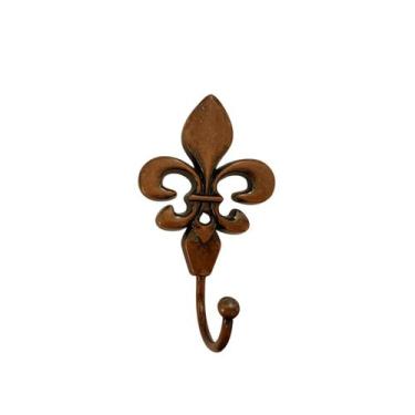 Imagem de Kit c/5 Ganchos Metal Flor de Lis M 11cm p/ Decoração e Parafusos cor: