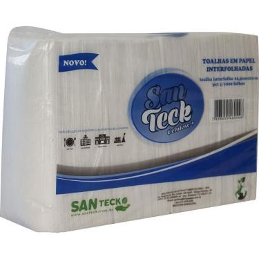 Imagem de Papel Toalha 2 Dobras 22,5x21cm 1000 Folhas 100% Celulose Alta Absorção Branco Santeck