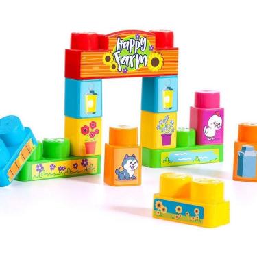Imagem de Brinquedo de Montar Baby Land Fazendinha 19 Peças Educativo com Mesinha Criativa Cardoso Toys