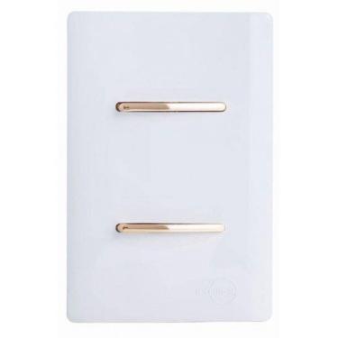 Imagem de Cj Interruptor Duplo Paralelo Com Suporte 4X2 - Dicompel Novara Branco Gold - Dnv1200/6Brgd