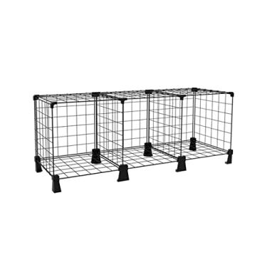 Imagem de Estante Horizontal de Chão para Livros Brinquedos com 3 Nichos Organização Quarto de Criança Preto