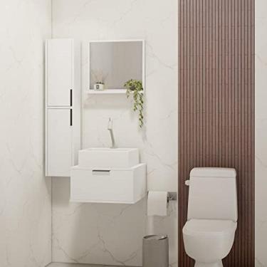 Imagem de Gabinete para Banheiro com Armário Suspenso e Espelheira Levi Estilare Branco