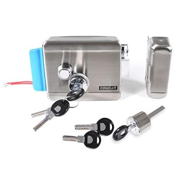 Imagem de Trava de controle elétrico de cabeça dupla, trava de segurança eletrônica elétrica DC12V Trava de porta anti-roubo positiva, corpo de trava de aço inoxidável, 6 chaves E-Lock para sistema de controle de acesso Kits de intercomunicação de vídeo