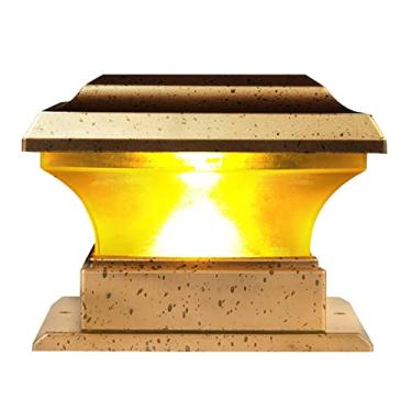 Imagem de Luz Solar para Cerca à Prova D'água Jardim Ao Ar Livre Paisagem Jardim Pilar Lâmpada Luz Quente Luzes Solares Decorativas para Quintal, Poste, Jardim