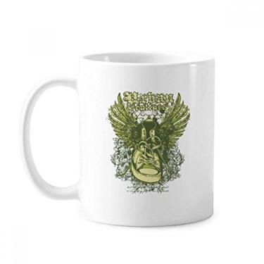 Imagem de Sapatos de lona ilustração de asa caneca cerâmica xícara de porcelana café louça