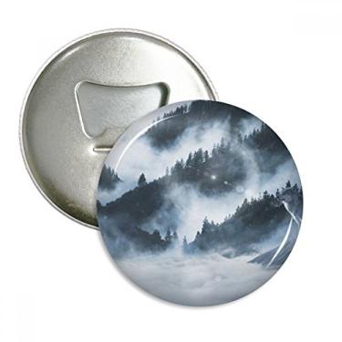 Imagem de Silvicultura Nevoeiro Natureza Cenário Abridor de Garrafas Imã de Geladeira Emblema Multifuncional