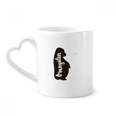 Imagem de Orangotango Caneca de animal preto e branco café cerâmica copo de coração de vidro
