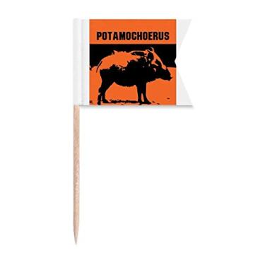 Imagem de Bandeiras de palito de dente de lactação de javali africano, marcação de rotulagem para bolo de festa, prato de queijo