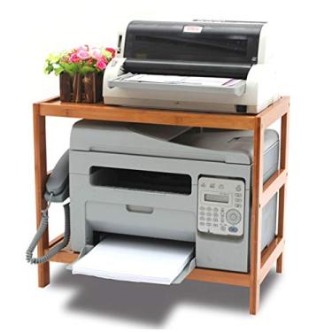 Imagem de KIZQYN Suporte de impressora 2 camadas Suportes de impressora Organizadores de mesa com prateleira de acessórios de armazenamento ajustável para impressora, livros, itens pequenos Impressora de mesa (tamanho: 60x30x42cm)