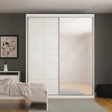Imagem de Guarda Roupa Casal com Espelho 2 Portas 2 Gavetas South Mambel Branco