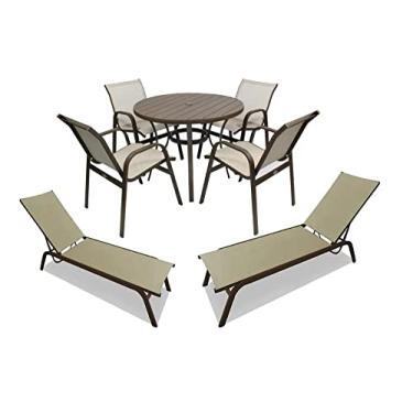 Imagem de Kit Piscina Mesa Com 4 Cadeiras 2 Espreguiçadeiras Aluminio