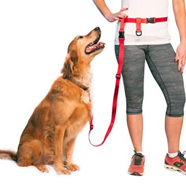 Imagem de (Regular (60cm - 100cm waist), Red) - Adjustable Hands Free Dog Leash, Hand Leash for Running, Jogging And Training Service Dog Made in USA by The Buddy System