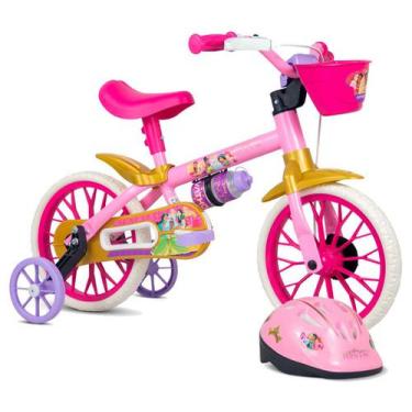 Imagem de Bicicleta Infantil Aro 12 Princesas Meninas Com Capacete Nathor