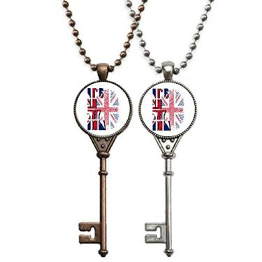 Imagem de OFFbb-USA Colar com chave gene de impressão digital da bandeira britânica para decoração de casal