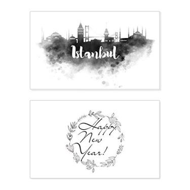 Imagem de Istambul Turkey Landmark Ink City, Painting New Year Festival Greeting Card Bless Message Gift