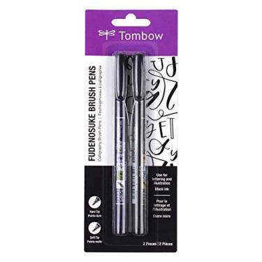 Imagem de Tombow 62038 Caneta pincel Fudenosuke, pacote com 2. Canetas de ponta macia e dura Fudenosuke para caligrafia e desenhos artísticos