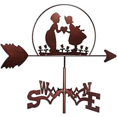 Imagem de Cata-vento Para Jardim Indicador De Direção Do Vento Metal Cata-vento Ao Ar Livre Fazenda Cata-vento Estilo Vintage Cena De Fazenda Casa Jardim Artesanato Enfeites Decoração De Telhado,Menino+meni