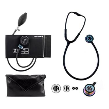 Imagem de Esfigmomanômetro + Estetoscópio Duplo Bic Inox Com Estojo Garantia Eternity (BLACK RAIMBOW)