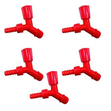 Imagem de Kit 5 Torneiras Para Tanque E Jardim Bico 3/4 Vermelha