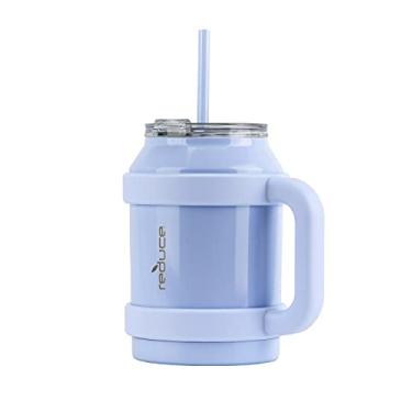 Imagem de REDUCE Copo para caneca de 1,5 l com alça e canudo - aço inoxidável com tampa Sip-It-Your-Way - Mantém a água fria por até 36 horas - à prova de suor, lavável na lava-louças, livre de BPA - geleira,