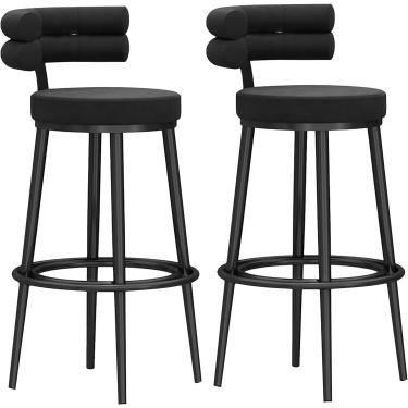 Imagem de Banco de bar familiar Banco alto Balcão de veludo Bancos de bar estofados Banco de bar alto de 25,6" Cadeiras de bar com altura de assento para cozinha Island Pub Verde 2 peças, café, verde,