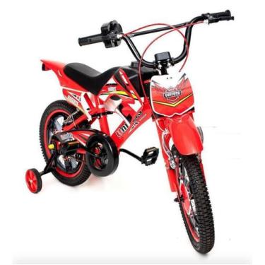 Imagem de Bicicleta Infantil Aro 14 Moto Bike Com Rodinha Para Menino Cor Vermel