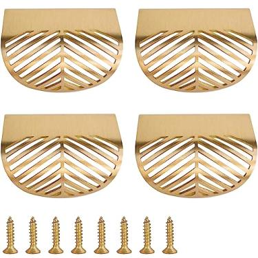 Imagem de Puxadores de latão sólido RZDEAL com alças de armário de ouro escovado e puxadores para alças de gaveta para cômodas de 6 cm de comprimento (4 peças)