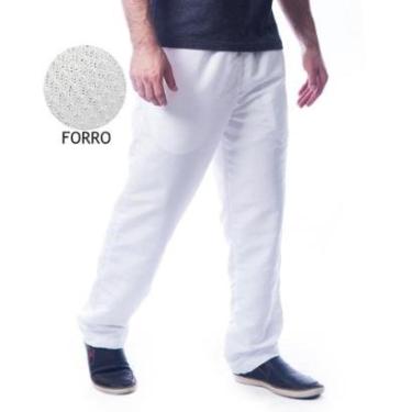 Imagem de Calça Branca Tactel Butu Biru Masculina Forrada Microfibra-Masculino