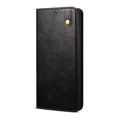 Imagem de LTLMYDAM Capa carteira para Huawei Pura 70 Ultra/70 Pro/70 Pro+/70, capa de telefone de couro encerado a óleo com slot para cartão, suporte flip fólio, capa interna macia, preta, 70 Pro+