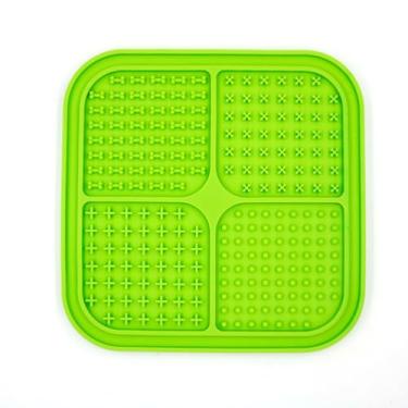 Imagem de Lambedor Pet 15x15 Tapete de Alimentação Lenta Para Cães e Gatos, Patê Cachorro Lambedouro Comerouro Lento Comida Pastosa Cachorro Comedouro Lento de Lamber Com Ventosa (Verde)