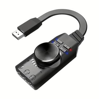 Imagem de Placa de som USB Virtual 7.1 Surround Sound Adaptador USB de placa de som externa com efeitos sonoros PUBG para PC/PS4/PS5/Mac/Fone de ouvido para jogos, Plug and Play