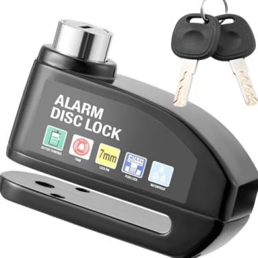 Imagem de Trava Alarme Cadeado Com Som Trava Freio Disco P/Moto Bike Furto Roubo Motocicleta Compativel com Hornet Xj6 Cbr600 Bmw 850 Cb1000r Cg125 Cg150 Titan 160 Xre190 Xre300 (Preto)